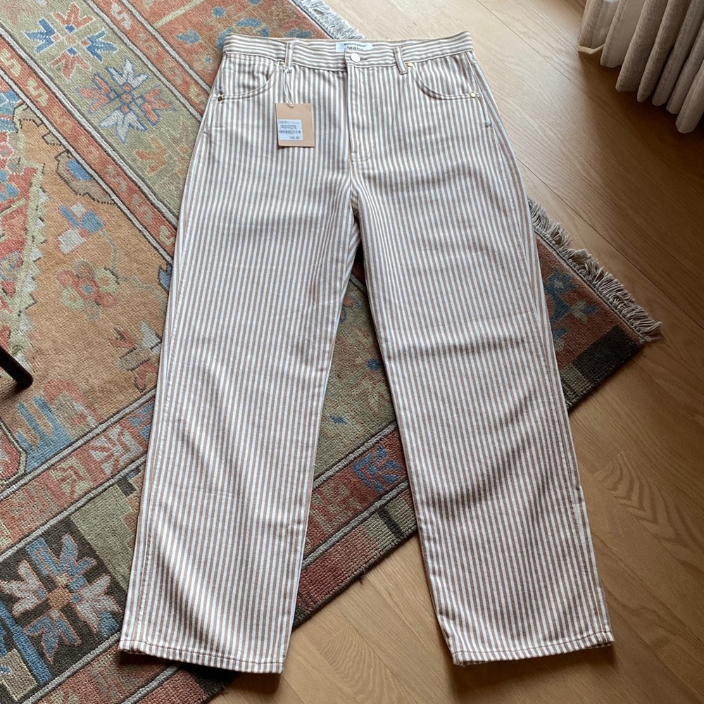 Reformation Cowboy High Waist Straight Leg Ankle Jeans (Pinyon Stripe) - NWT